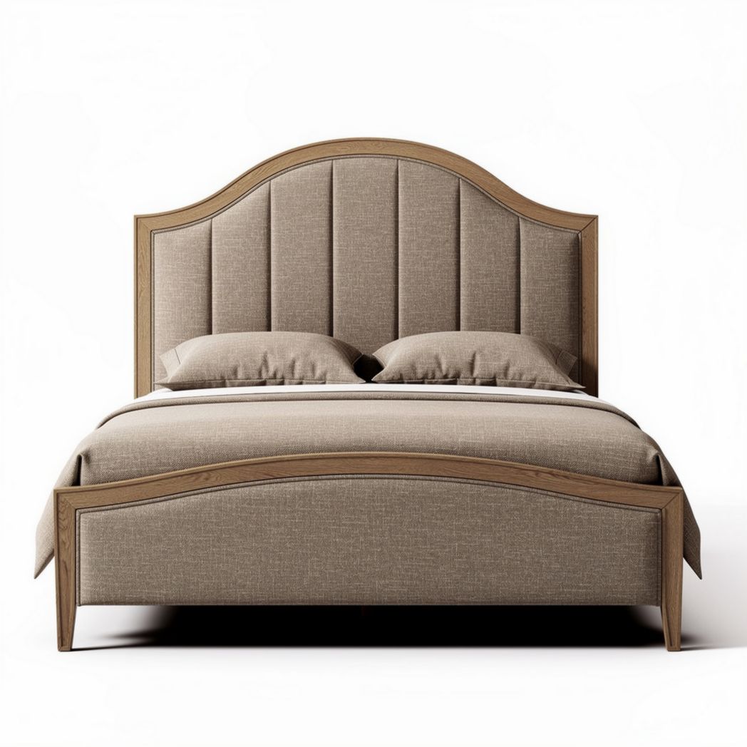 Letto matrimoniale in tessuto con testiera imbottita per camera da letto – 210 x 160 x 120 cm