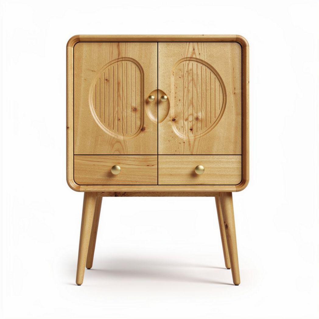 Mobile contenitore in legno per soggiorno con due ante e cassetti – 60 x 40 x 80 cm