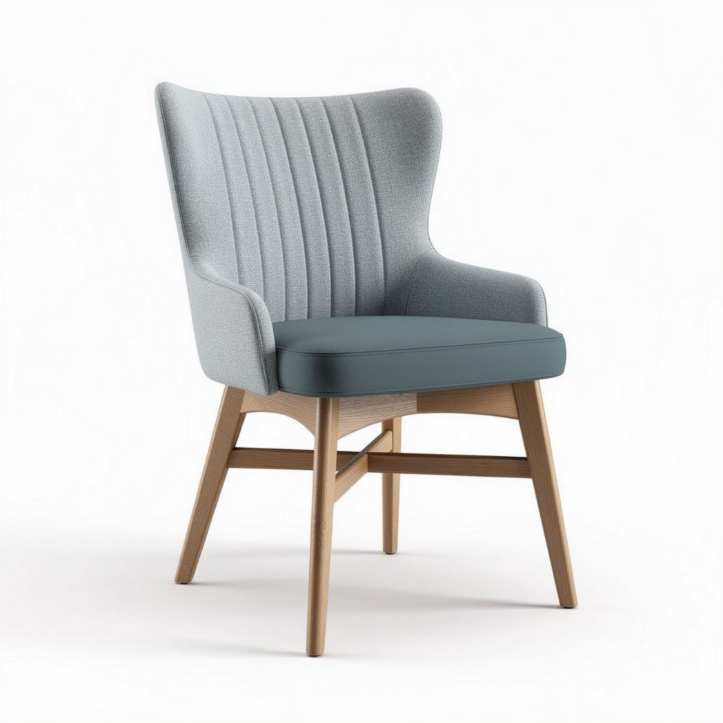 Poltrona in tessuto con struttura in legno per soggiorno – 60 x 60 x 85 cm