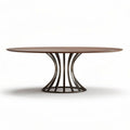 Tavolo ovale in legno con base in metallo per sala da pranzo – 200 x 100 x 75 cm